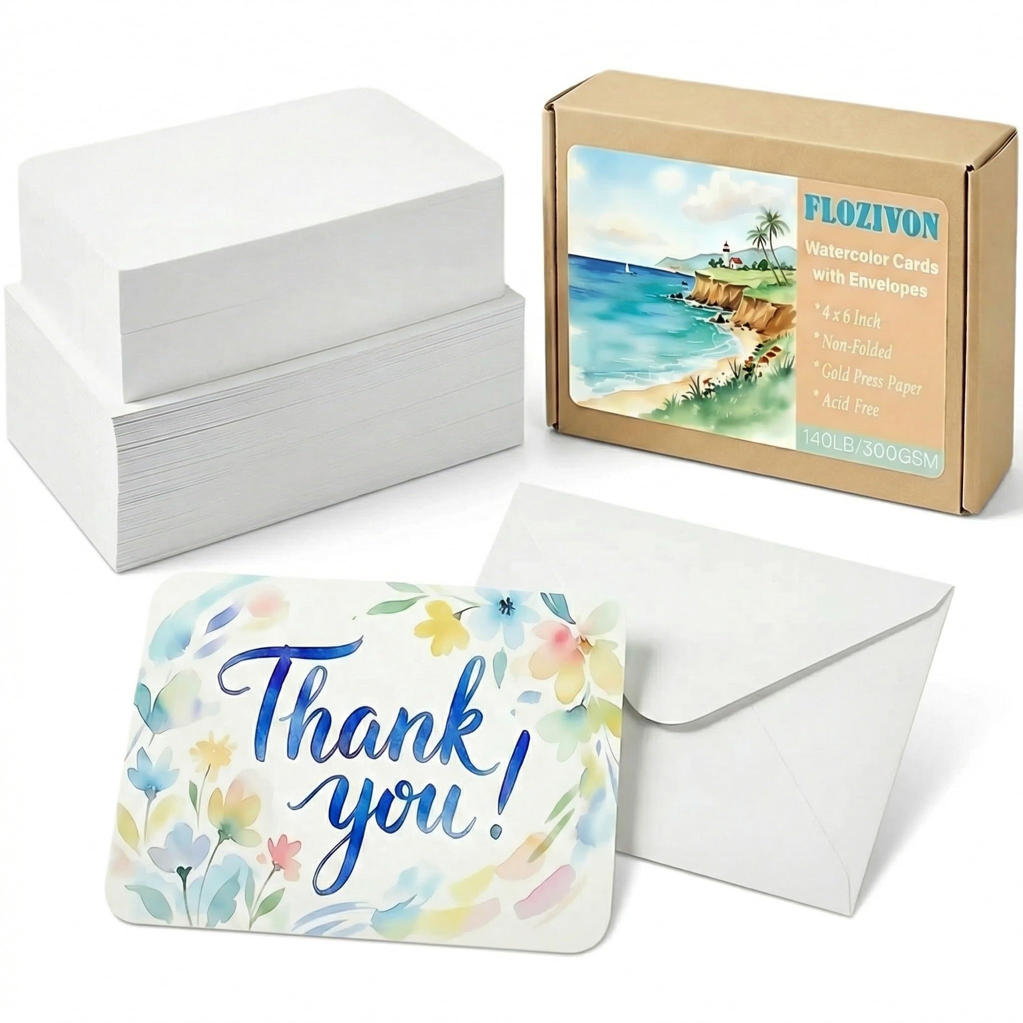 Watercolor Paper Sets - 25 Cards & Envelopes -1 Watercolor Paper Sets - 25 Cards & Envelopes -1