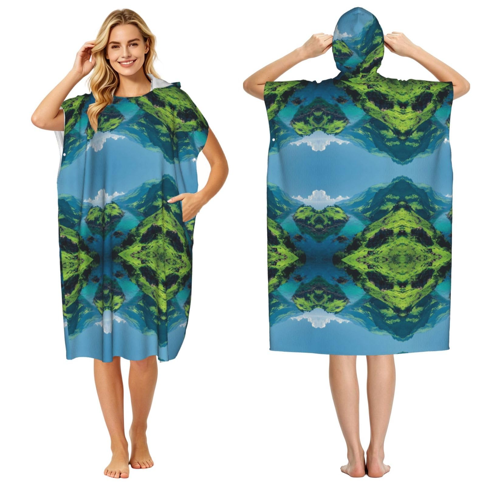 Poncho à capuche microfibre ultra absorbant et léger
