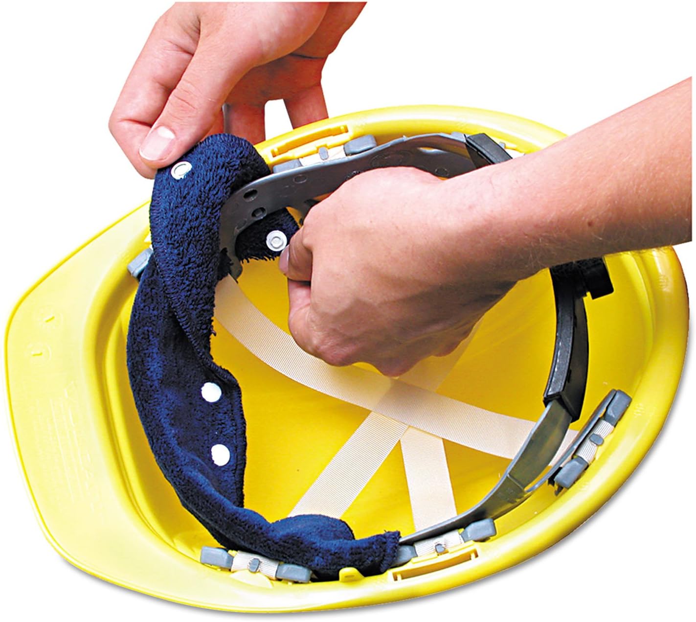 OccuNomix 870B10001 Snap-On Hard Hat Sweatband, Blue, One Size Fits All, 100/Pack