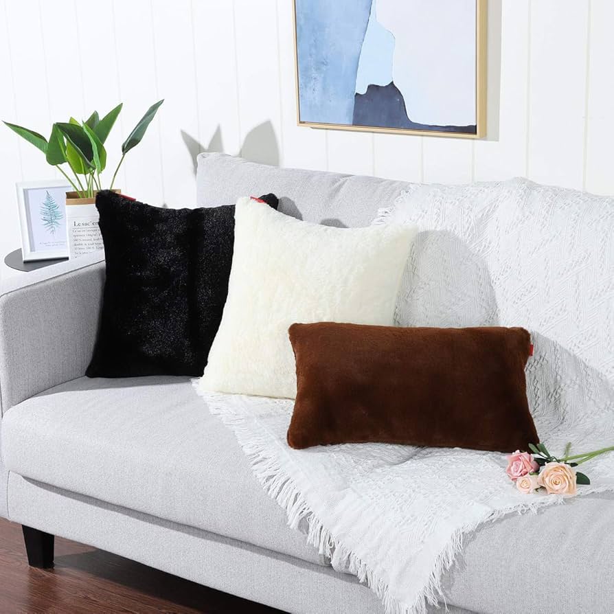 ファー素材クリーム色クッション 楽天市場】ファー クッション おしゃれ かわいい カバー チェア