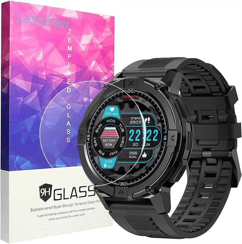 Lamshaw Compatible for Carbinox X-Ranger Smart Watch Screen Protector, [3 Pack] 9H Tempered Glass Screen Protector Film Compatible for Carbinox X-Ranger Smart Watch (3 PACK)