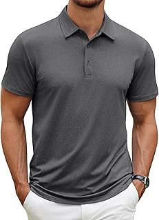 Men's Polo Shirt Golf Quick Dry Performance Short Sleeve Moisture Wicking Athletic Polo Collared Tennis T-Shirt