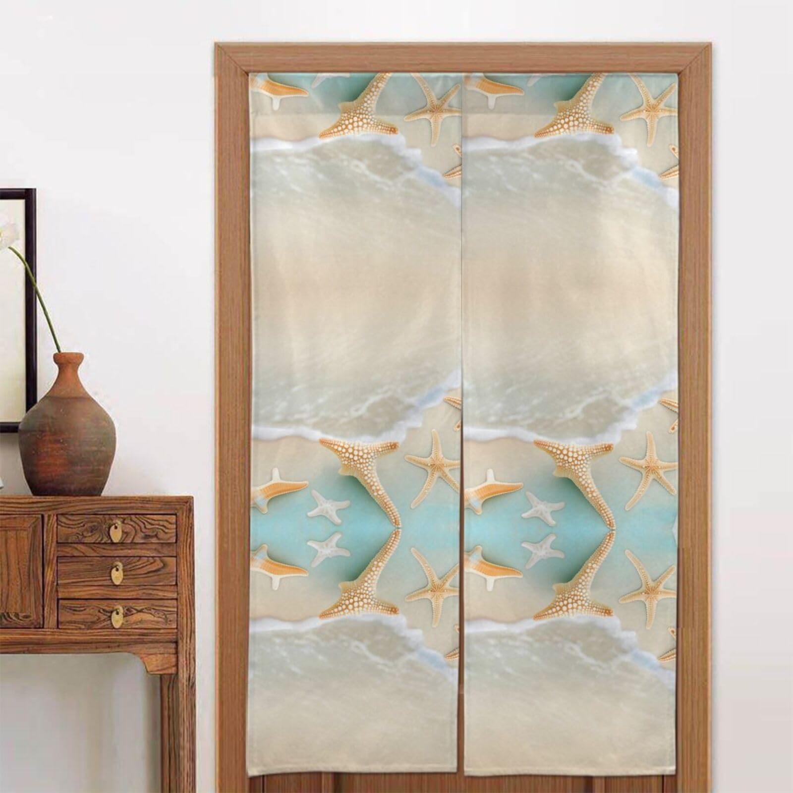 CNTDBU Beach Starfish Door Curtain 34x56 Inch-Room Divider Panel for Privacy, Entryway Screen for Kitchen Bedroom