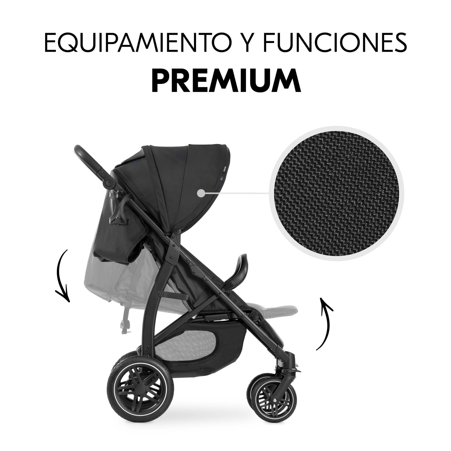 hauck Silla de Paseo Ligera hasta 22 Kilos Rapid 4D - Carrito Bebe desde el Nacimiento - Carro Reclinable con Ruedas de Goma - Portavasos - UPF 50+ - Compacto - Cesta XL - Negro