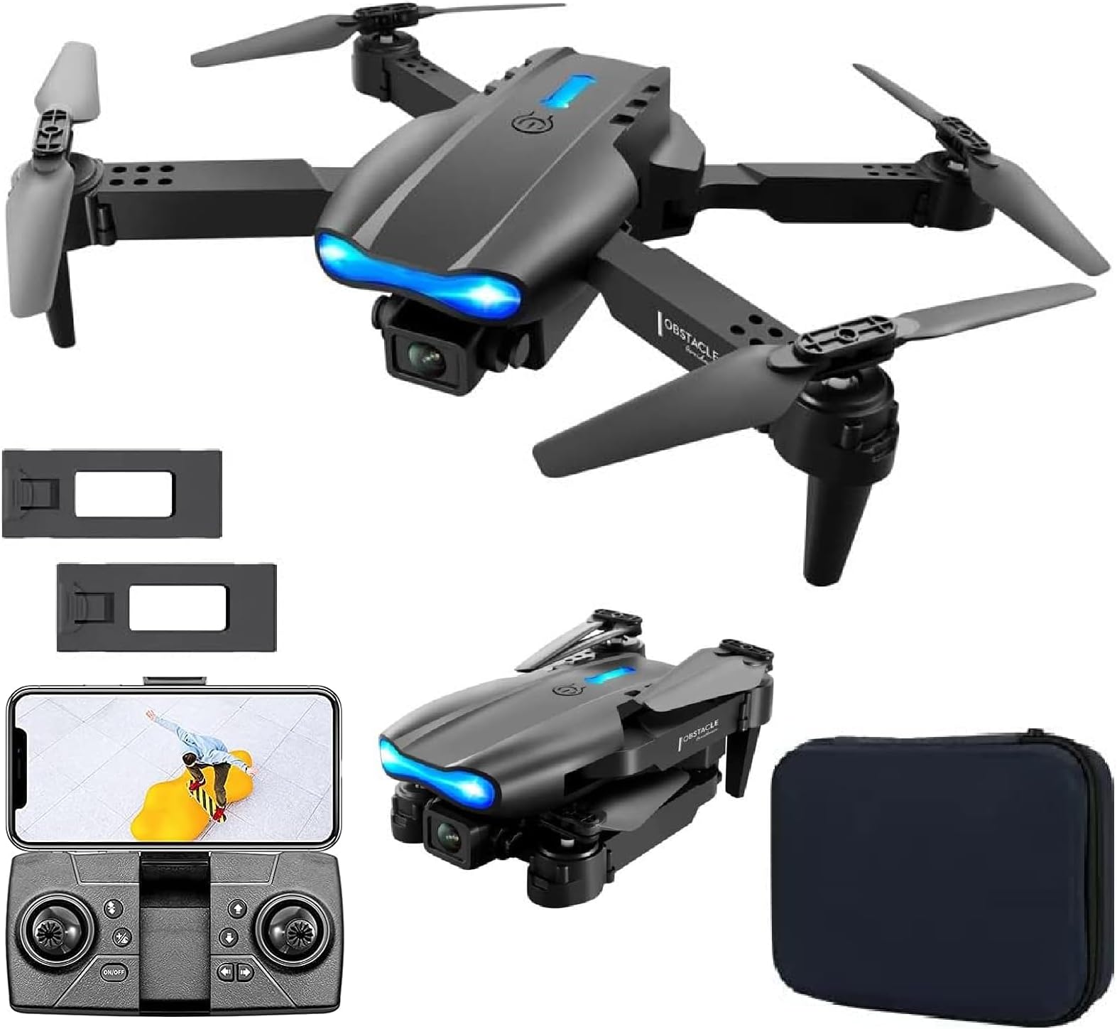 SUPER TOYFoldable Remote Control Drone with Dual Camera HD Wide Angle Lens Optical Flow Positioning with 1600Mah Dual Battery WiFi FPV 4-Axis with Flash Lights