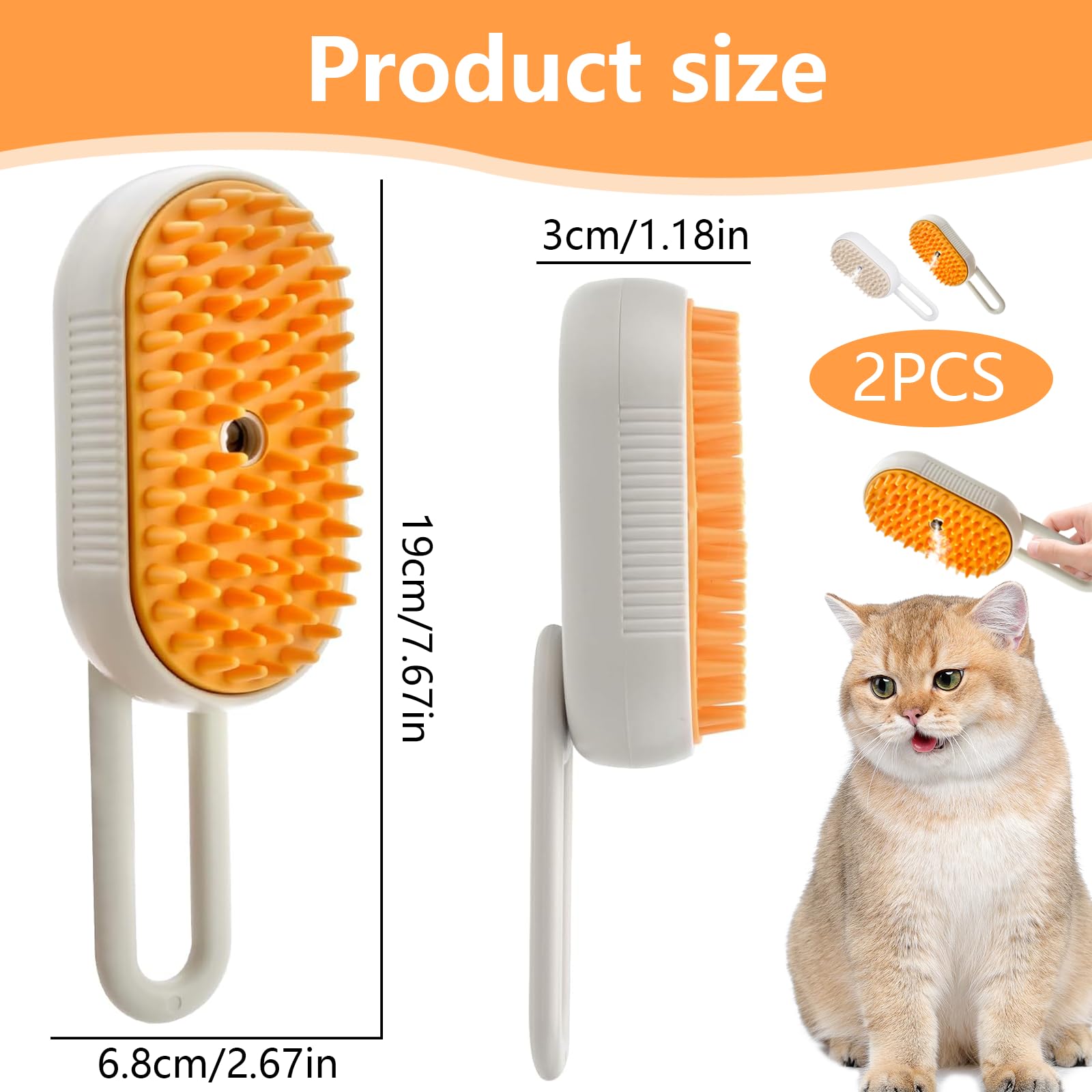 3 in 1 Steam Brush for Cats & Dogs - Multi-Purpose Pet Grooming Tool - Image 2