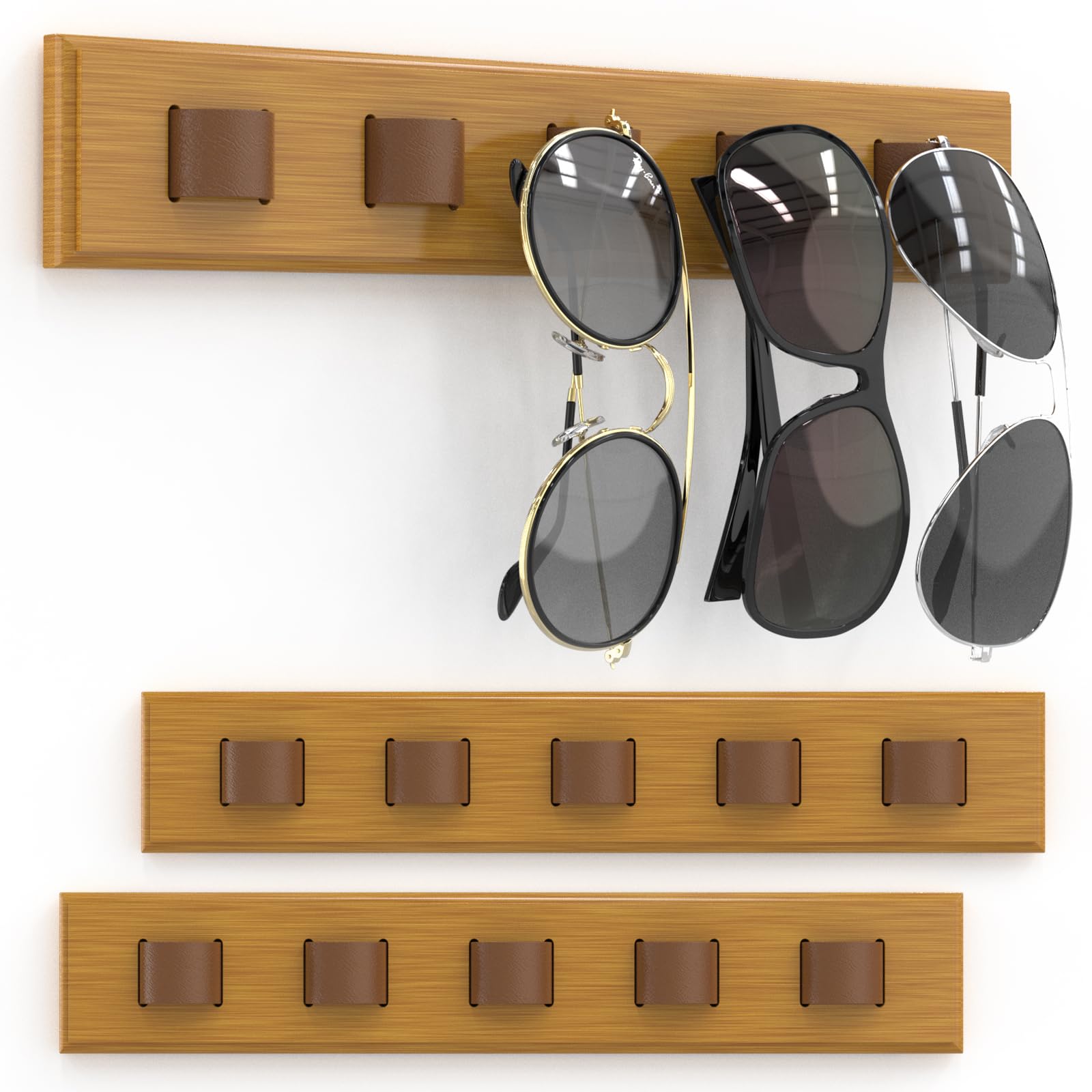 3 Pack Wooden Sunglass Organizer Wall Mount/3M Adhesive Sunglasses Holder Amazon.com: Durmmur Wooden Sunglass Organizer, Wall Mount/3M  main image 3