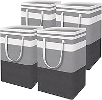 Vista 18 de HomeHacks Cesta de lavandería grande, impermeable, cesta de lavandería independiente, cesta de ropa alta plegable con asas extendidas para ropa