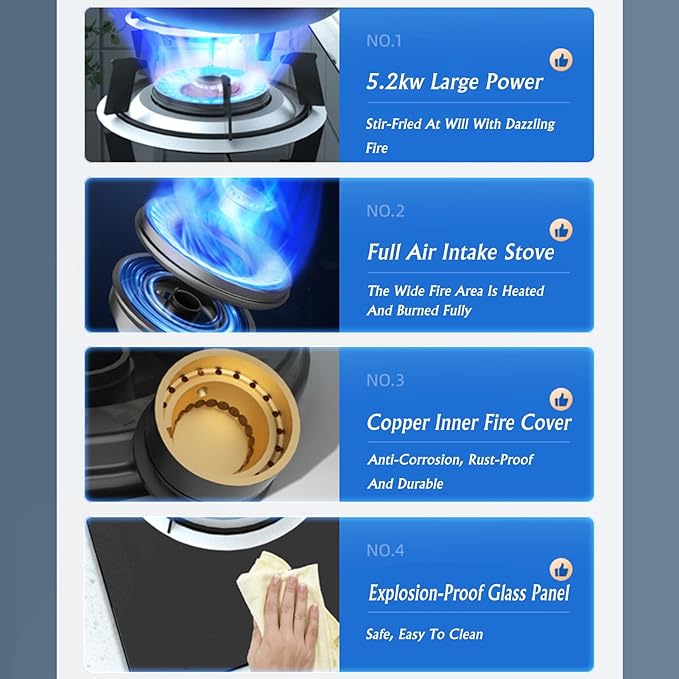 Estufa de Gas 2 Puestos 71 cm Profundidad Instalación Drop-In 110V miniatura 5