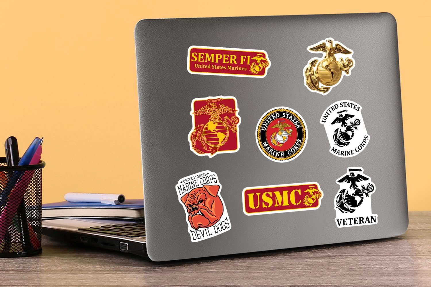 United States Marine Corps 50ct Vinyl Large Deluxe Stickers Variety Pack – Die-Cut Military Decals for Laptop, Water Bottle, Tablet & Indoor/Outdoor Use - Image 3