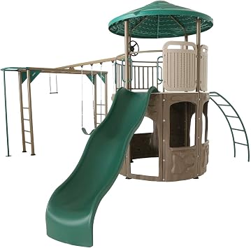 LIFETIME 90630 المنتجات Adventure Tower Deluxe Swing Set، Green