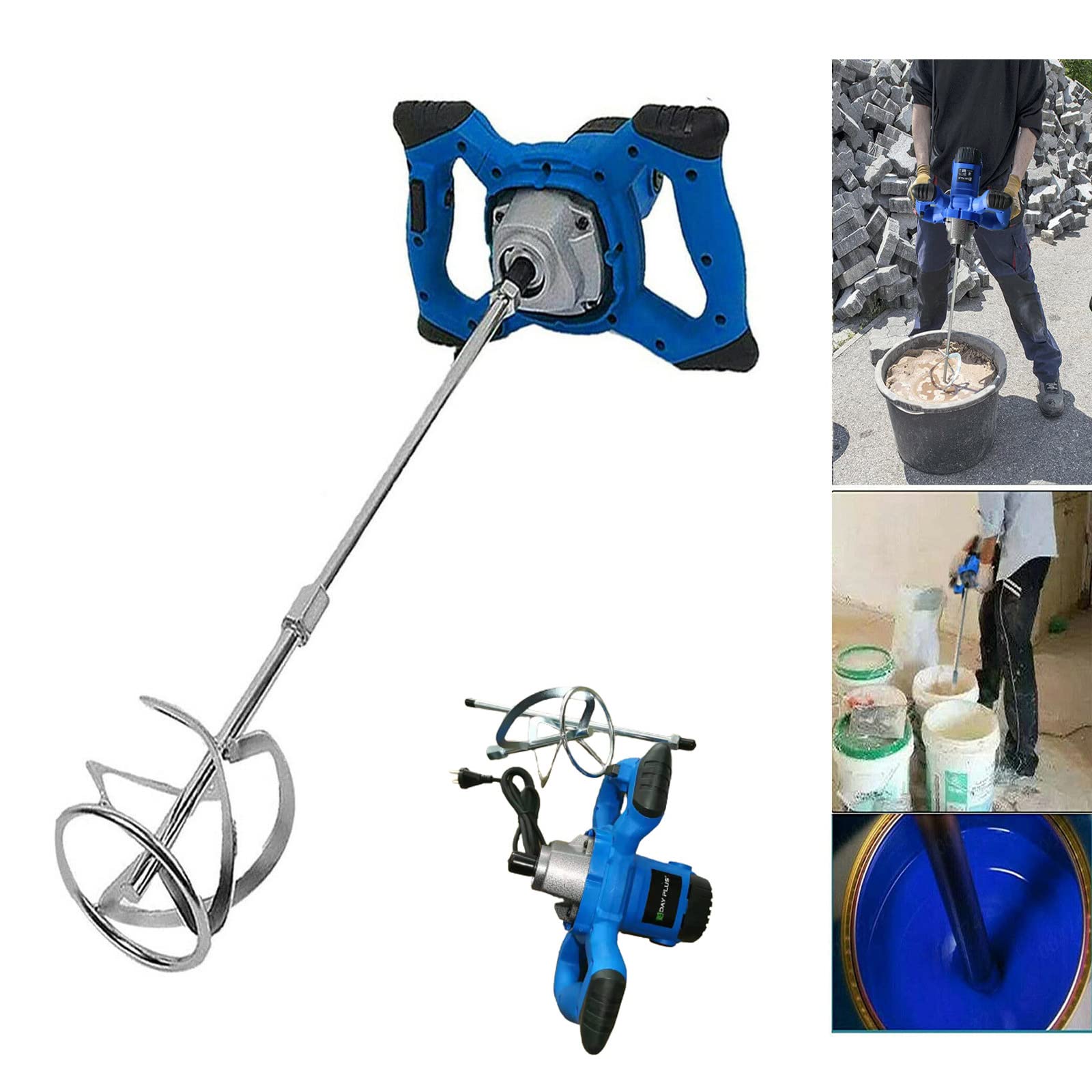 Mescolatore per Malta, 2600W Miscelatore Camion Betoniera Betoniera Elettrica, Agitatore M14 Regolabile, 6 Vlocità, 1700 giri/min, Agitatore Miscelazione di Vernice Mangime Gesso Calcestruzzo Foraggio