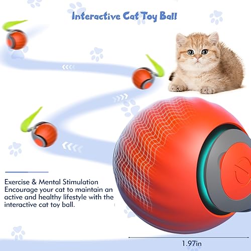 Miniatura 2 de Juguetes interactivos para gatos de interior, juguete automático para gatos de movimiento rápido, bola turbo con cola 3.0 para gatos adultos