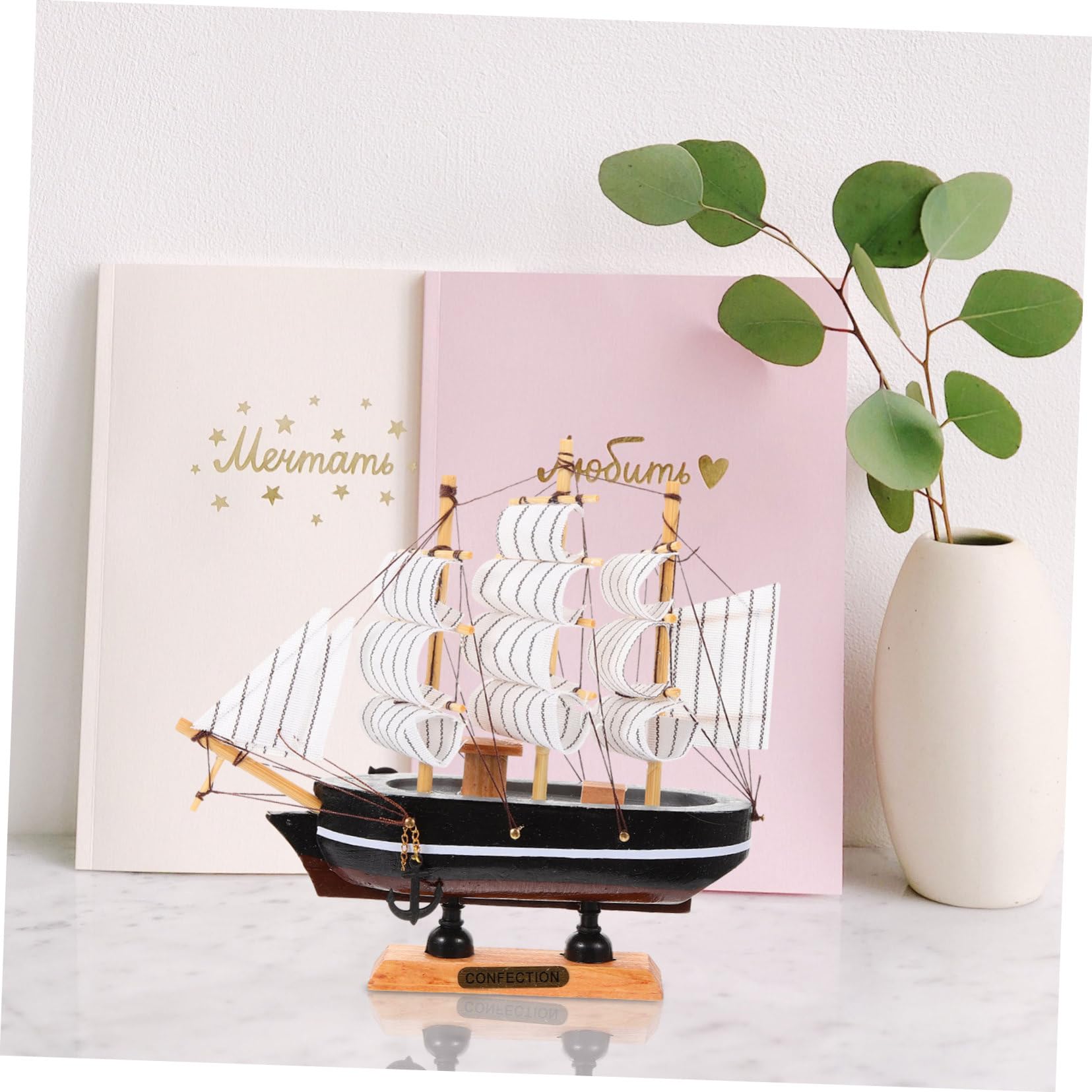 Petit Voilier En Bois Décoratif - 24 Cm - Idéal Comme Cadeau De Baptême, Mariage Ou Déco Marine