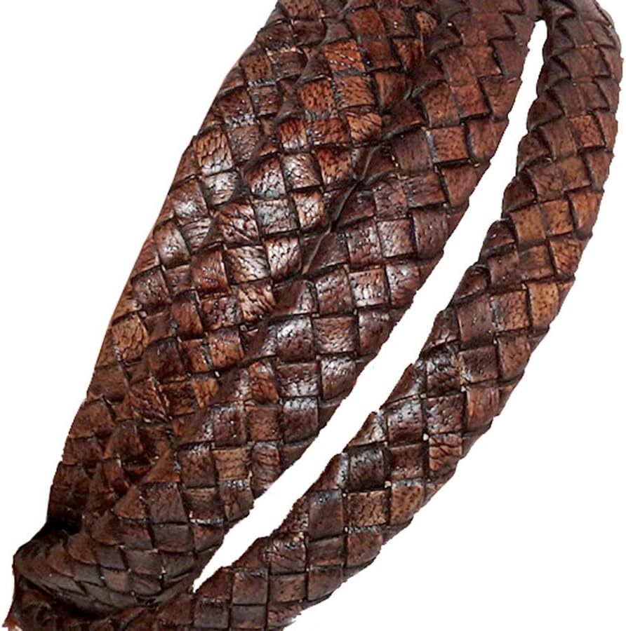Braided Leather Cords Flat for Jewelry Making, 10x4mm Flat Leather Braided Cords for Bracelet, Necklaces, Wraps, Crafts & Hobby Projects, Vintage Dark Brown Color, Roll of 1 Meters - Image 2