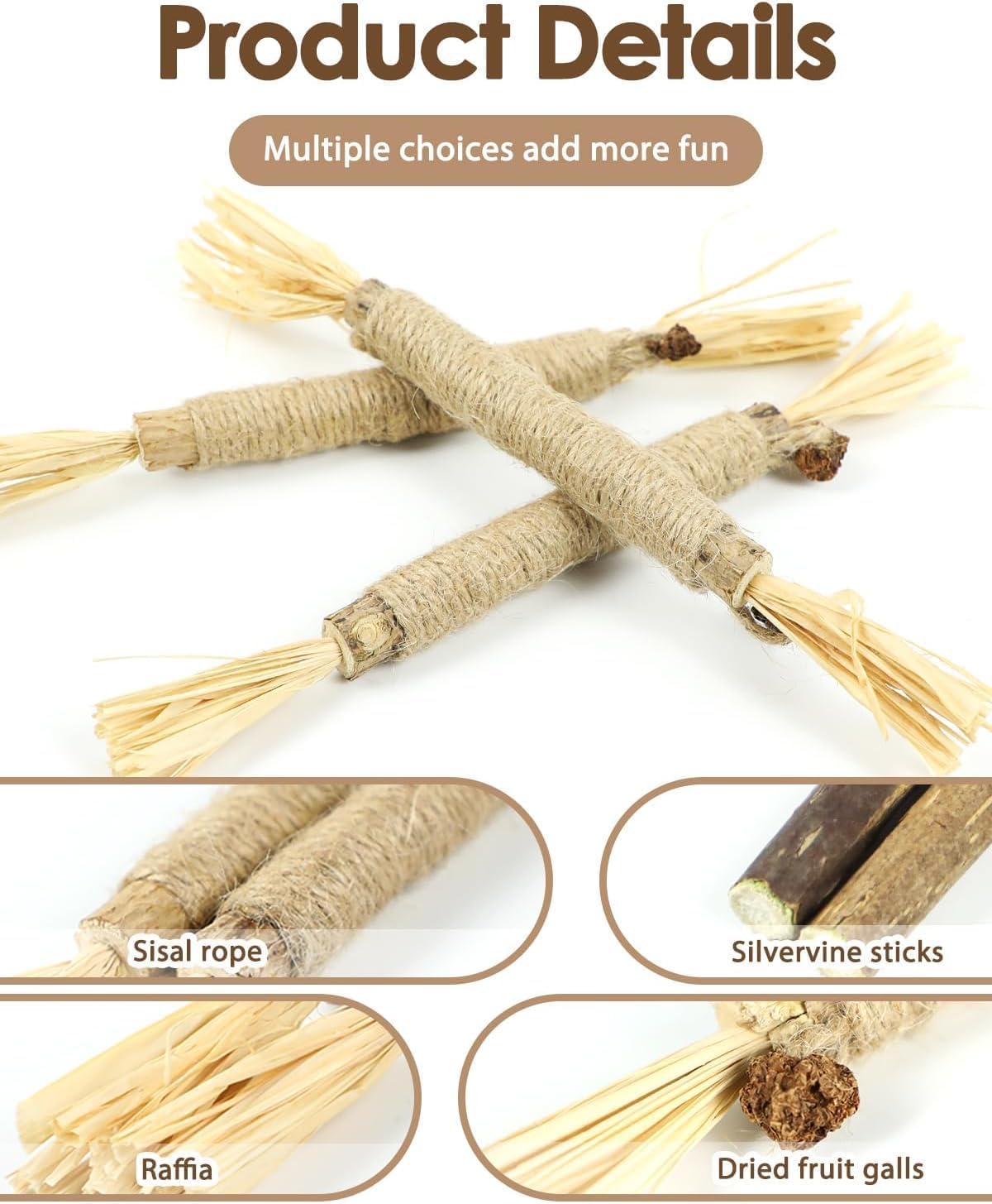 MS PET HOUSE Silvervine Sticks Cat Toys, 2 Pack Natural Cat Chew Stick Toy for Cats Dental Care Teeth Cleaning, Matatabi Catnip Treat Toys for Indoor Cat Kitten, Catnip Toys, Suitable for All Cats 1