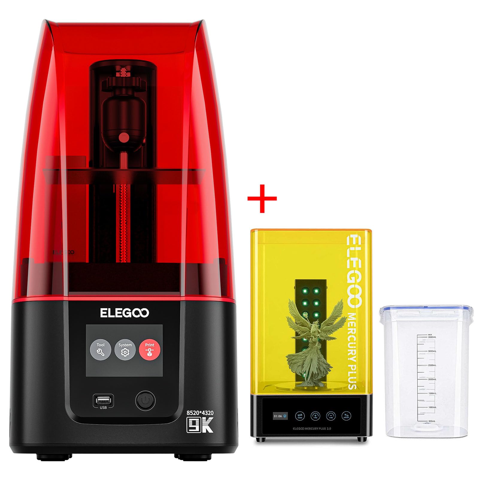ELEGOO Mars 4 MSLA 3D Printer and ELEGOO Mercury Plus 2.0 Wash and Cure Station
