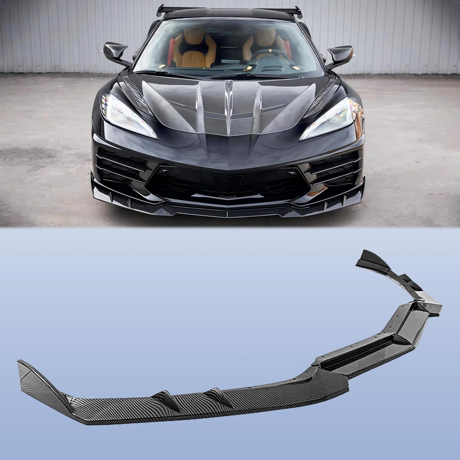 Carbon Fiber Front Bumper Lip Compatible with Corvette C8 2020-2026, Front Splitter Protector Body Kit