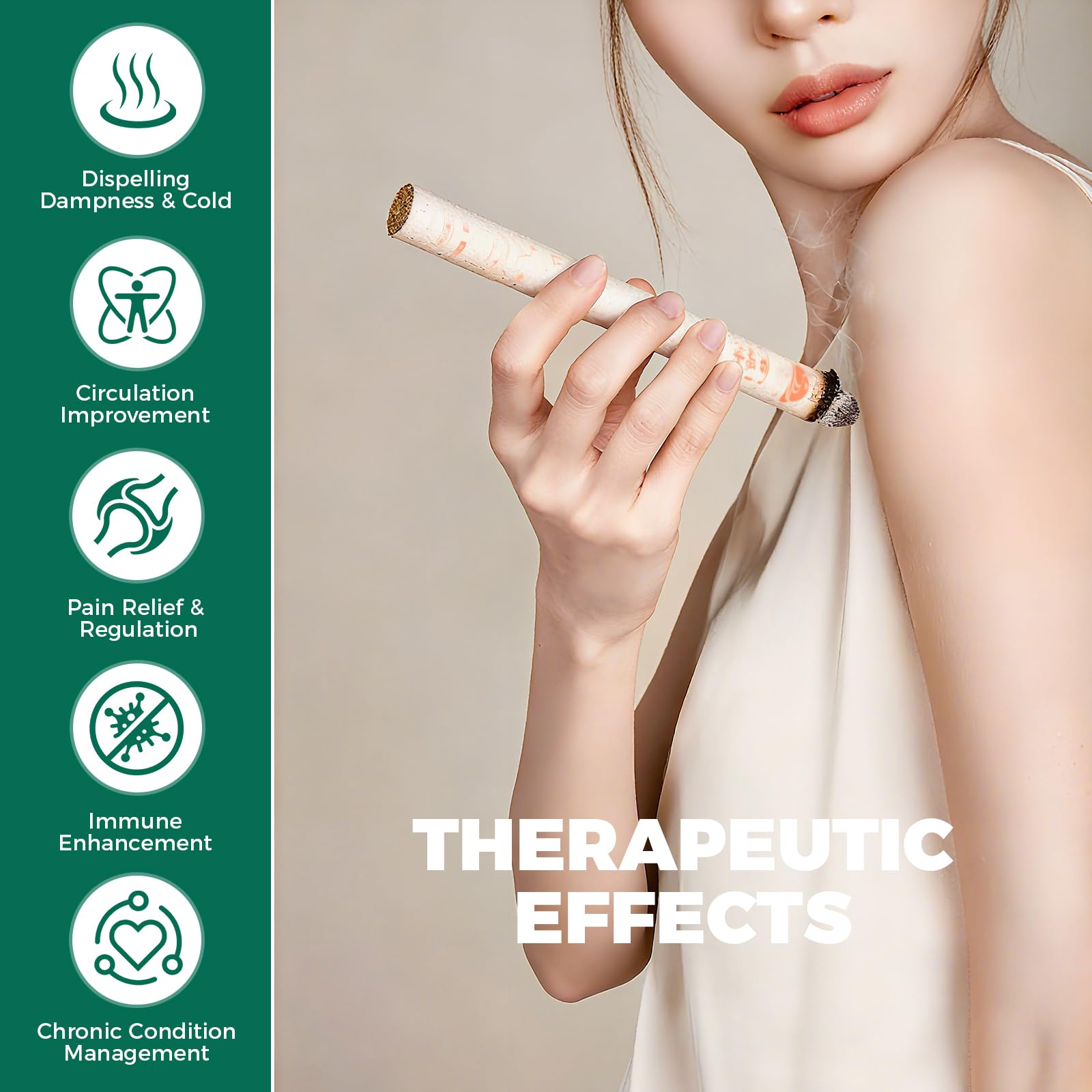 Moxa Baton Armoise Sauvage de Nanyang (Puissance 3x), Moxa Baton d'Armoise Vieillis 3 Ans (5x Flavonoïdes), Moxa Broyée à la Pierr (Énergie Maximale), Moxa de Moxibustion Pratiques à Main (1,8 cm,B)