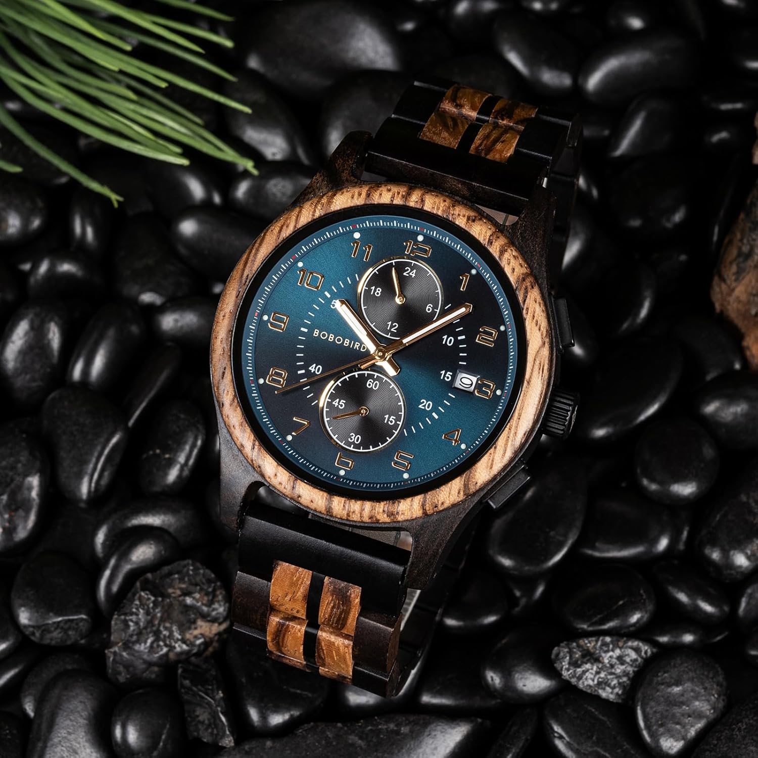 BOBO BIRD Men’s Wooden Chronograph Watch – Handmade Multi-Function Quartz Wristwatch, Lightweight & Stylish, Ideal for Business & Casual Wear, Great Gift Idea - Image 4
