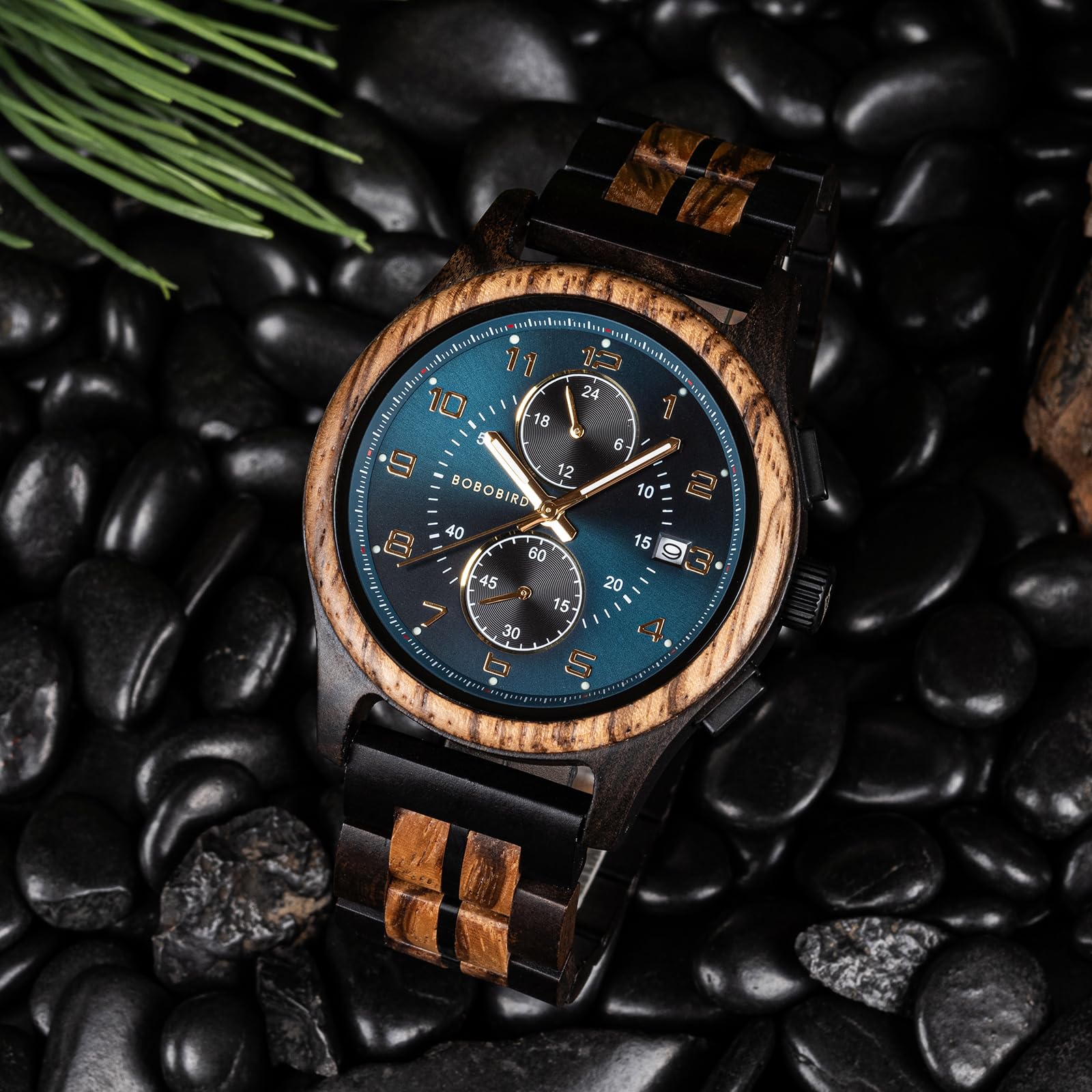 BOBO BIRD Herren Holz Chronograph Uhr - Handgefertigte Multifunktions-Quarz-Armbanduhr, leicht & stilvoll, ideal für Business & Freizeit, tolle Geschenkidee