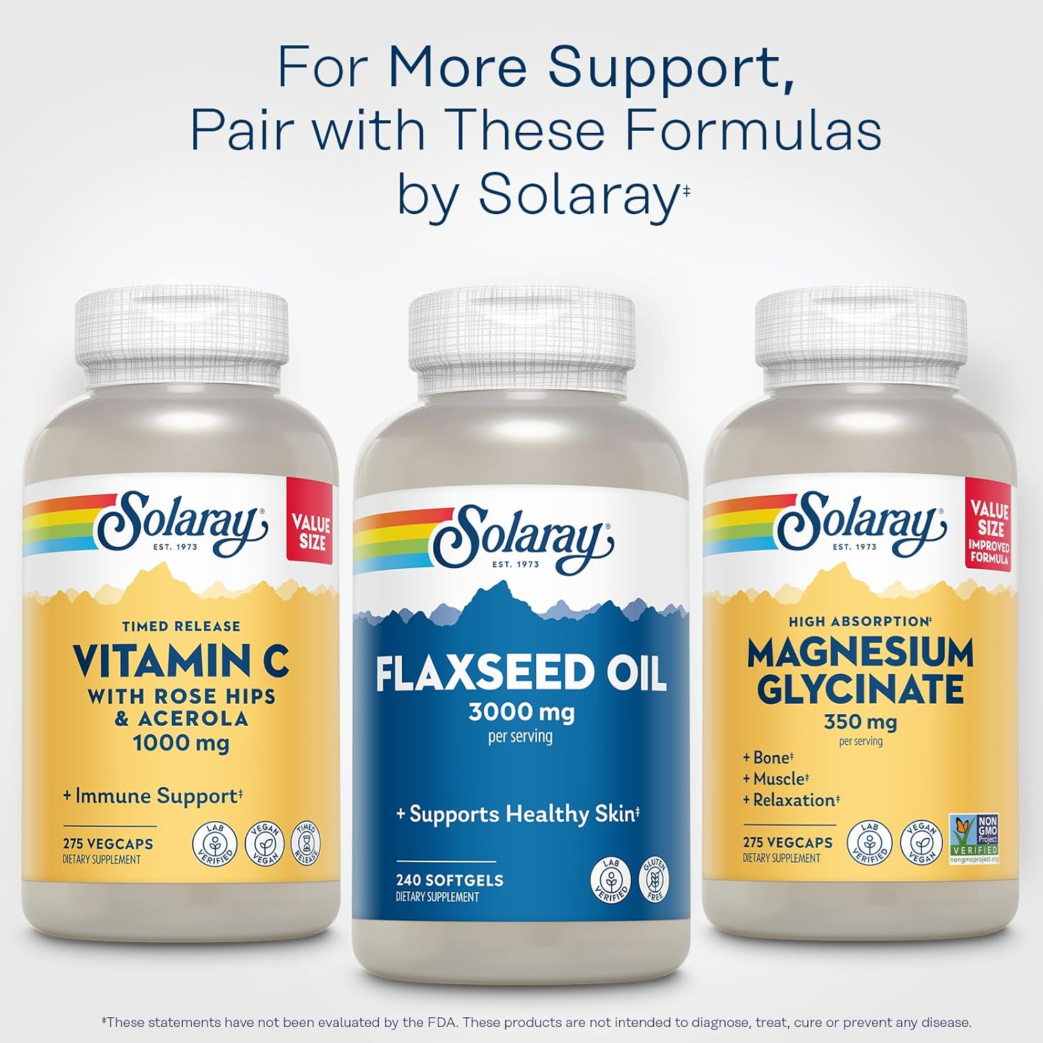 SOLARAY Flaxseed Oil 3000 mg with Omega 3 6 9, Flax Seed Softgels for Skin Health, Triple Omega Supplement, Non-GMO, Gluten Free, Lab Verified - 60-Day Guarantee - 80 Servings, 240 Softgels