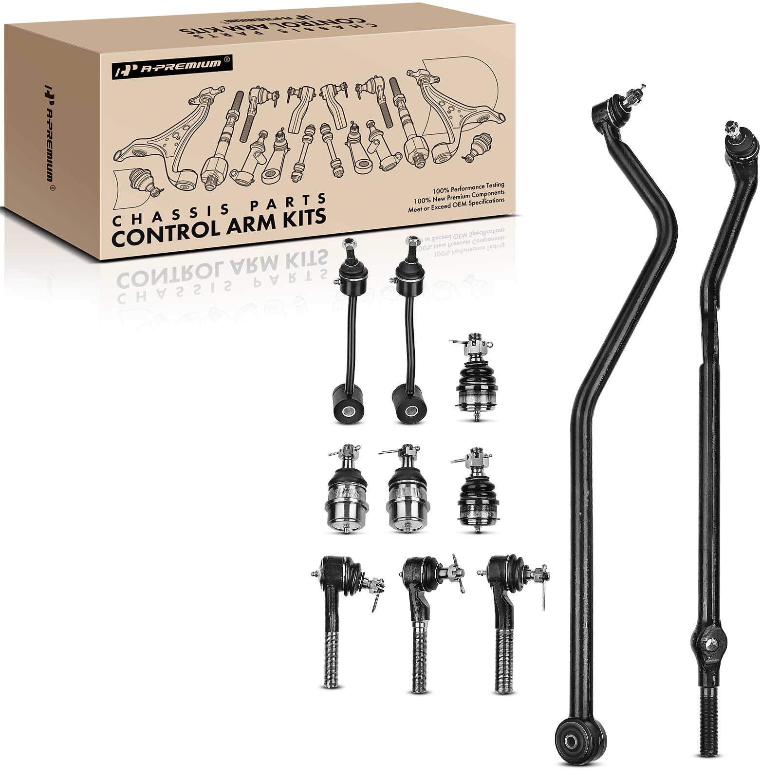 A-Premium Set of 11, Front Sway Bar Link, Upper Lower Ball Joint, Inner Outer or At Pitman Arm Tie Rod End, Track Bar, Compatible with Jeep Wrangler 1997-2006, TJ 1997-2006, 4WD Only