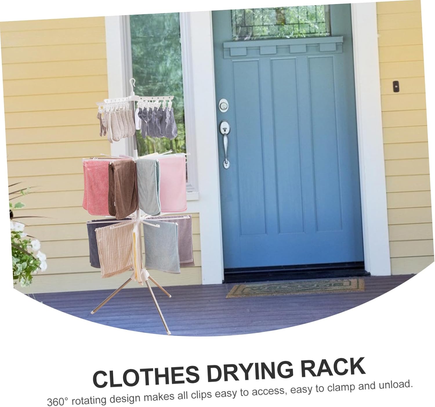 Garneck Air Drying Stand Non-Slip Drying Rods Windproof Laundry Rack for Towels