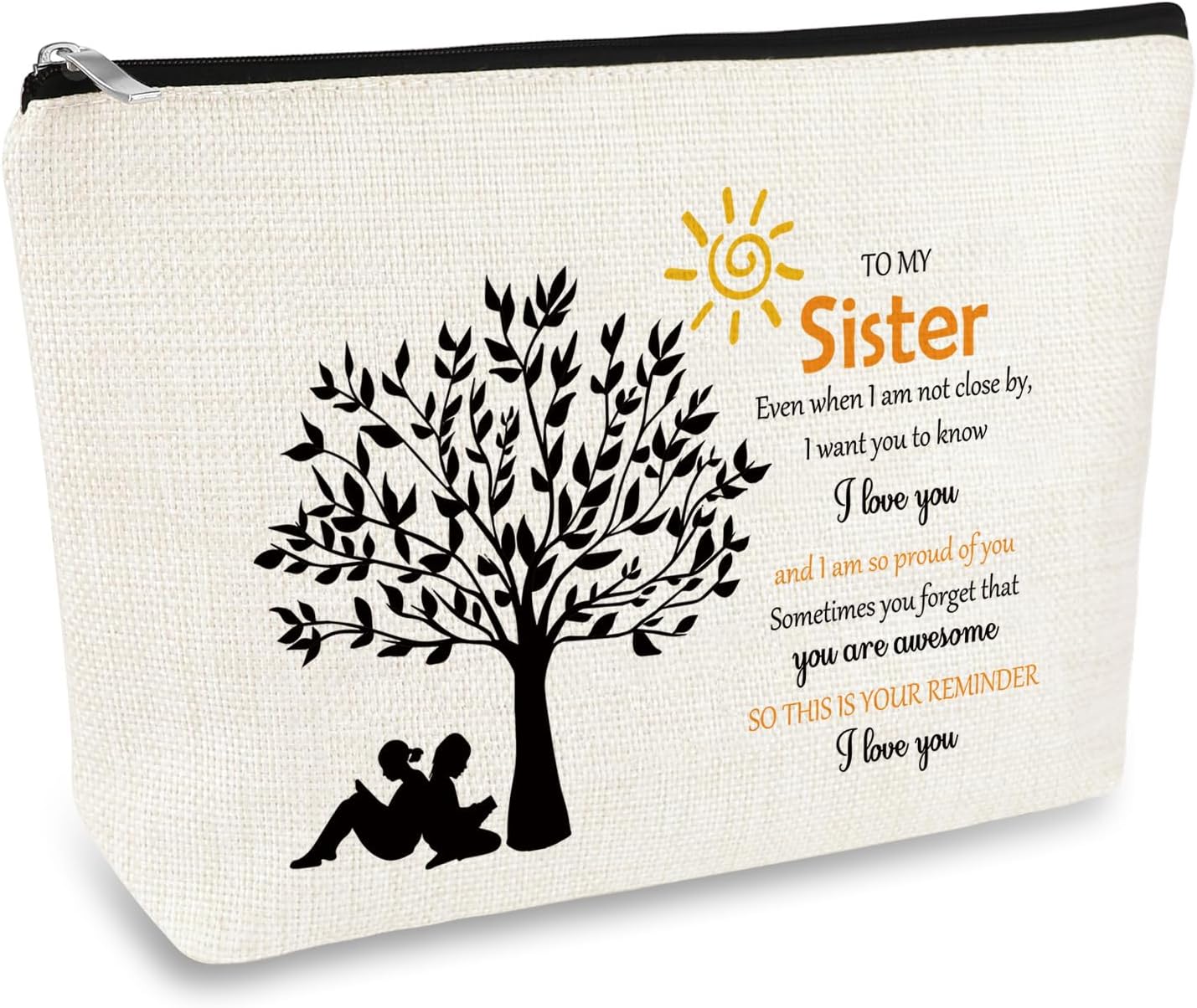 Sister Gifts from Sister Makeup Bag Inspirational Gifts for Sister Birthday Graduation Mothers Day Wedding Gifts Zipper Cosmetic Bag Adult Sisters Appreciation Gifts Travel Toiletry Bag Pouch