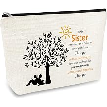 Sister Gifts from Sister Makeup Bag Inspirational Gifts for Sister Birthday Graduation Mothers Day Wedding Gifts Zipper Cosmetic Bag Adult Sisters Appreciation Gifts Travel Toiletry Bag Pouch