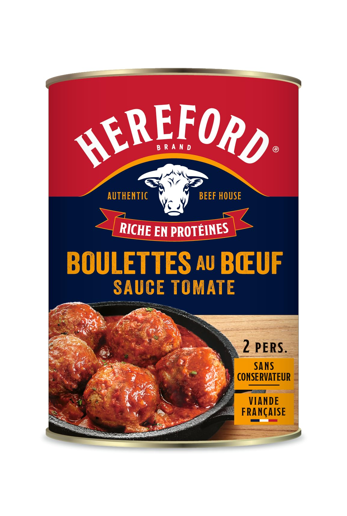 Hereford - Boulettes au Boeuf Sauce Tomate - 100% Viande origine France - Sans Conservateur - Pour 2 Personnes