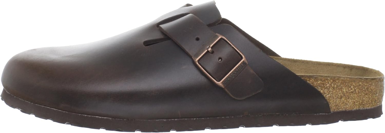 Birkenstock Men's Suede Soft Footbed Boston Clogs 5-5.5 Brown Amalfi Leather
