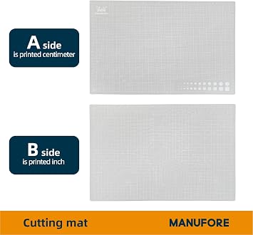 MANUFORE Gray Cutting Mat A3, A4, A5 Set with Centimeter and Inch Scale Self Healing Craft Cutting Board with 3mm 5-ply Thickness for Using Rotary Cutter, Craft Knife, Paper Knife