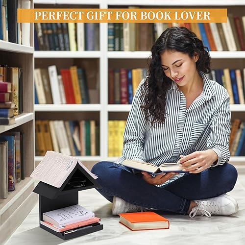 Miniatura 7 de Estantería de madera montada en la pared, estantería pequeña de noche, mesita de noche triangular de madera, regalo para amantes de los libros