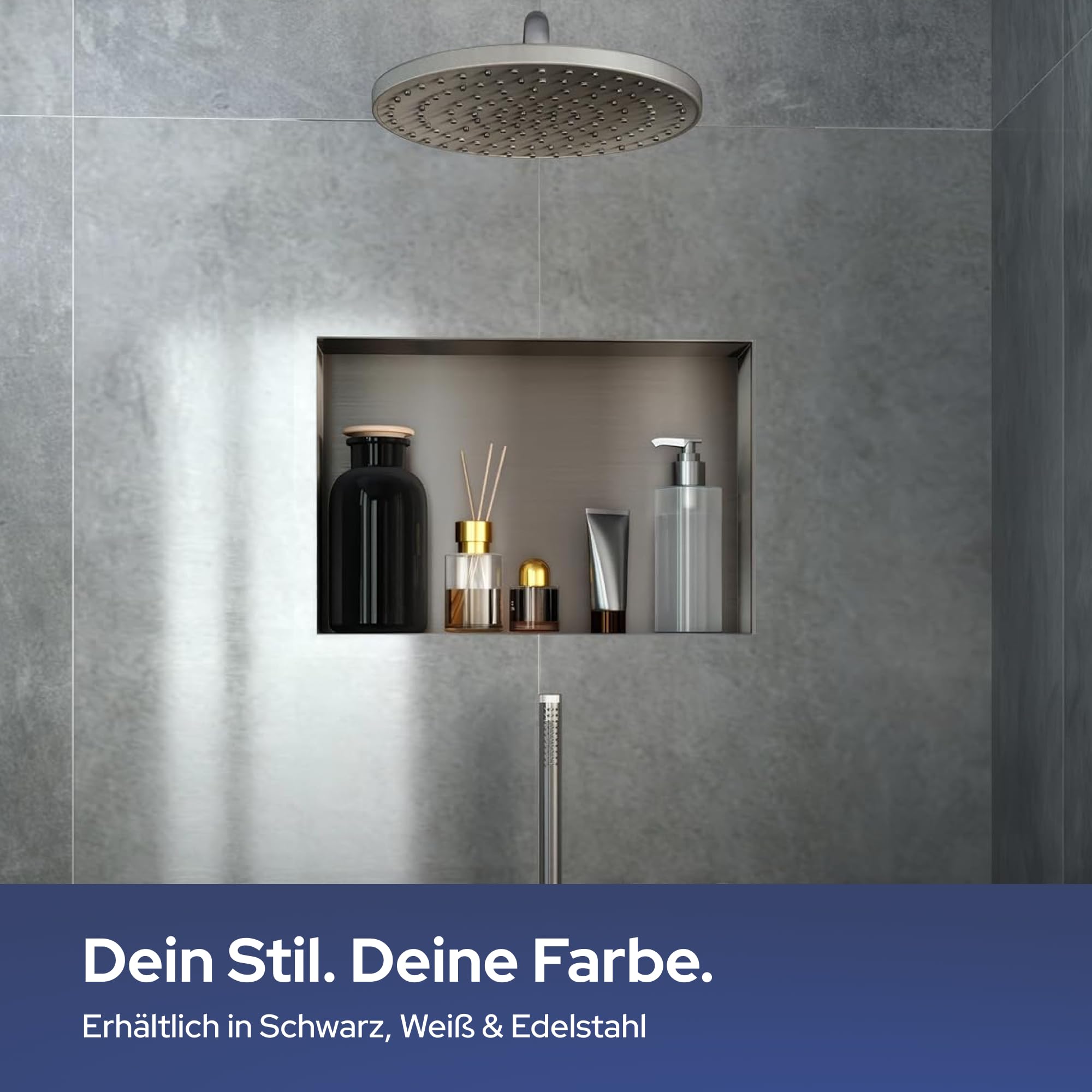 VILSTEIN Wandnische Dusche 30x45 cm [ROSTFREI] - Randlose Duschnische - Wandnische Silber - Einbauregal für Dusche im Unterputz - Randloses Duschregal mitVersenkte Duschnische für das Badezimmer
