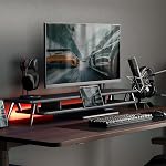 Fenge Dual Monitor Stand 2 Tiers Computer Stand Riser for 2 Monitors 42.5 Inch Wood Desk Shelf with Storage Organizer and Cable Management for Office Desk Accessories Black