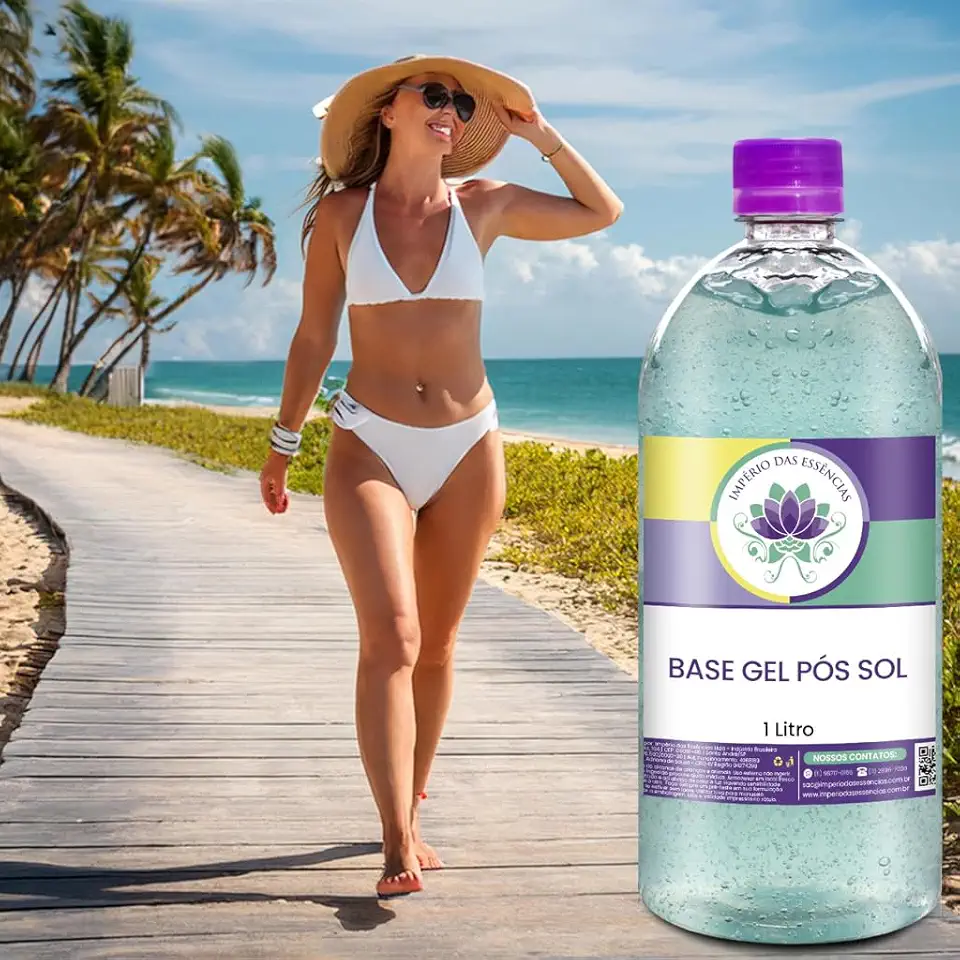 Base Gel Pós Sol, Hidratante com Aloe Vera e Glicerina, Fórmula Neutra, 1 Litro, para Adultos e Crianças, Império das Essências