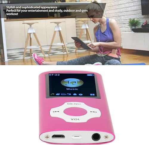 Miniatura 6 de lyrlody MP3 Player, Portable Music Player 64G Memory Card Expansion FM Radio Voice Recording for Students Outdoor Gym Workouts (Roseate)