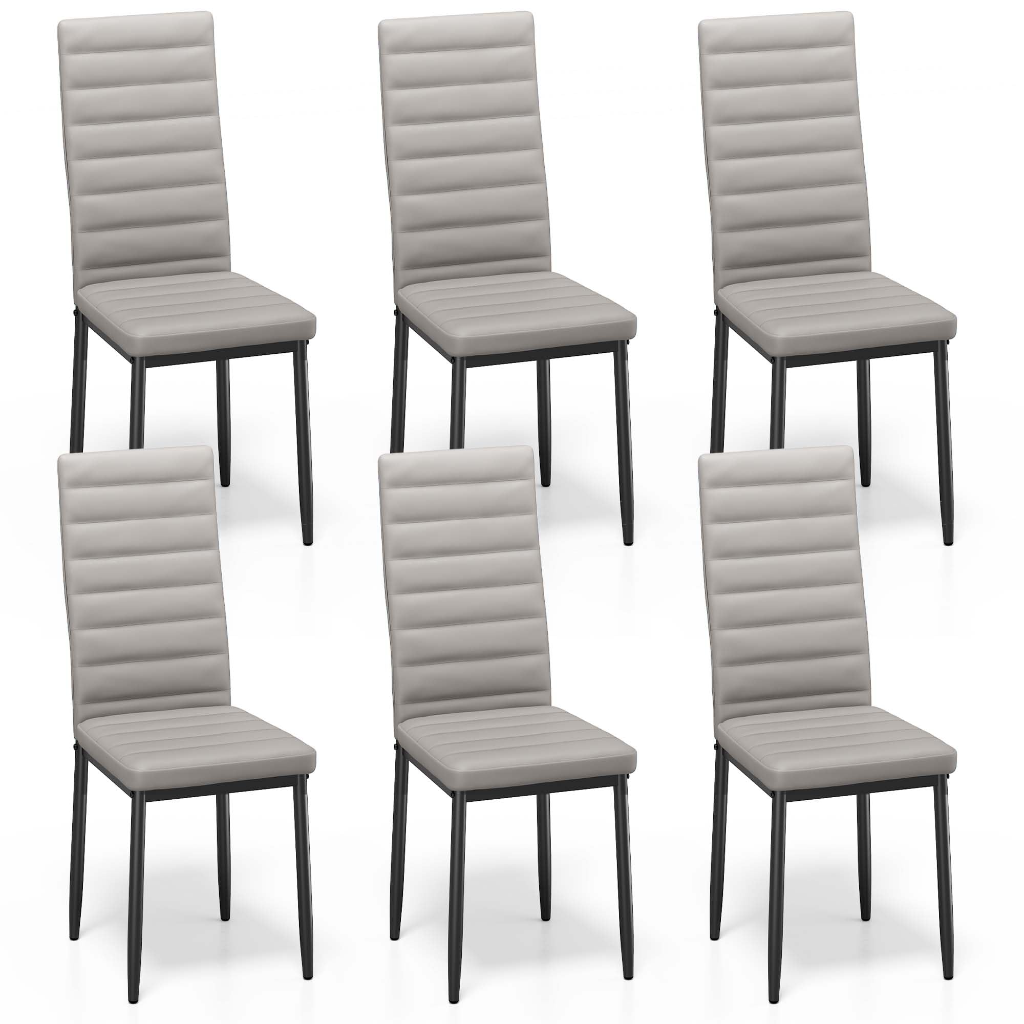 Bealife Esszimmerstühle 6er-Set, Esszimmerstühle-Set für Küche, Esszimmer, Esszimmerstuhl aus Kunstleder mit hoher Rückenlehne, modern (Hellgraues PU-Leder, 6er Set)