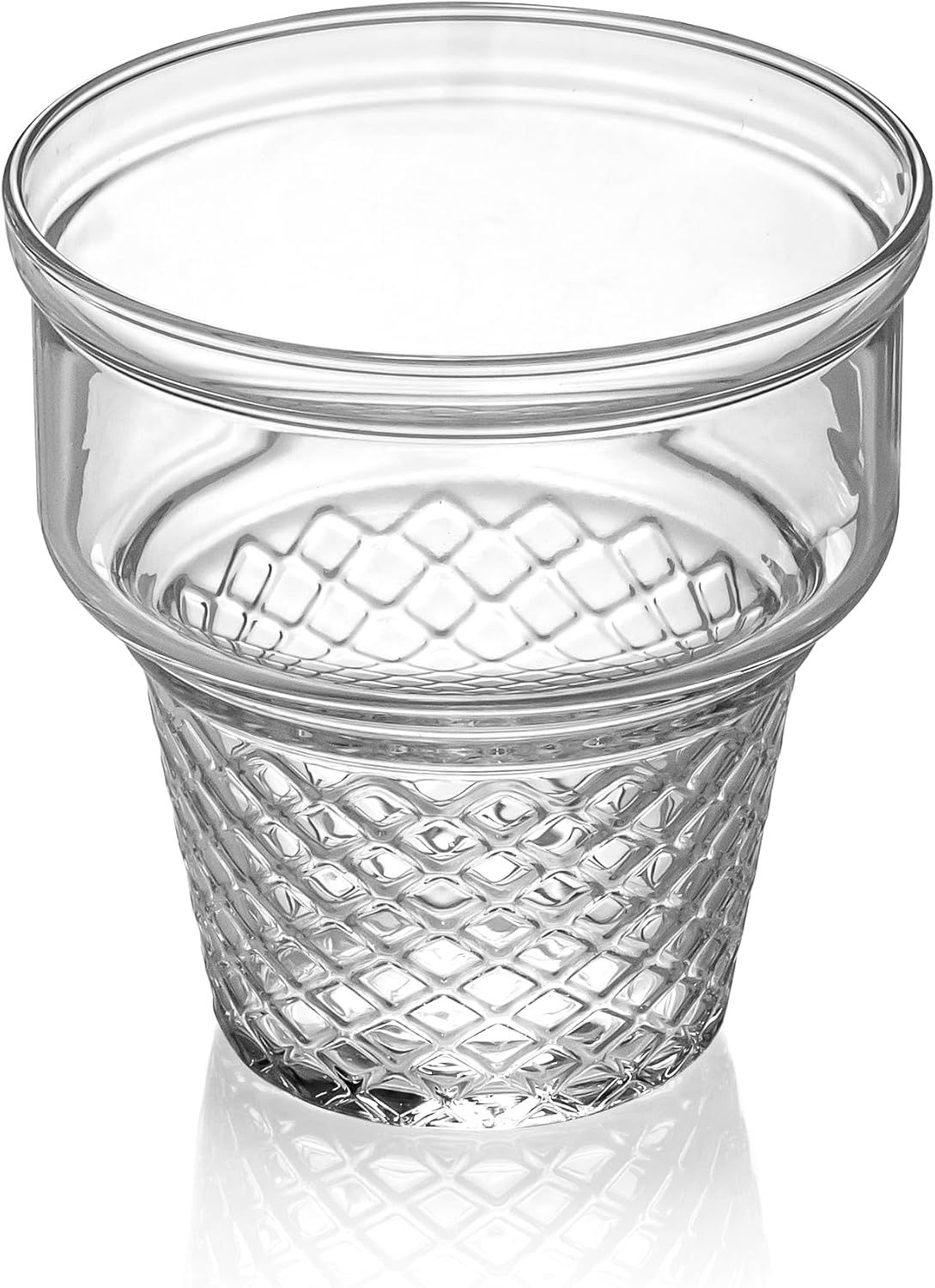 Red Co. Set of 6 Clear Glass 8 Fl Oz Ice Cream Cone Shaped Coupe Dessert Bowls