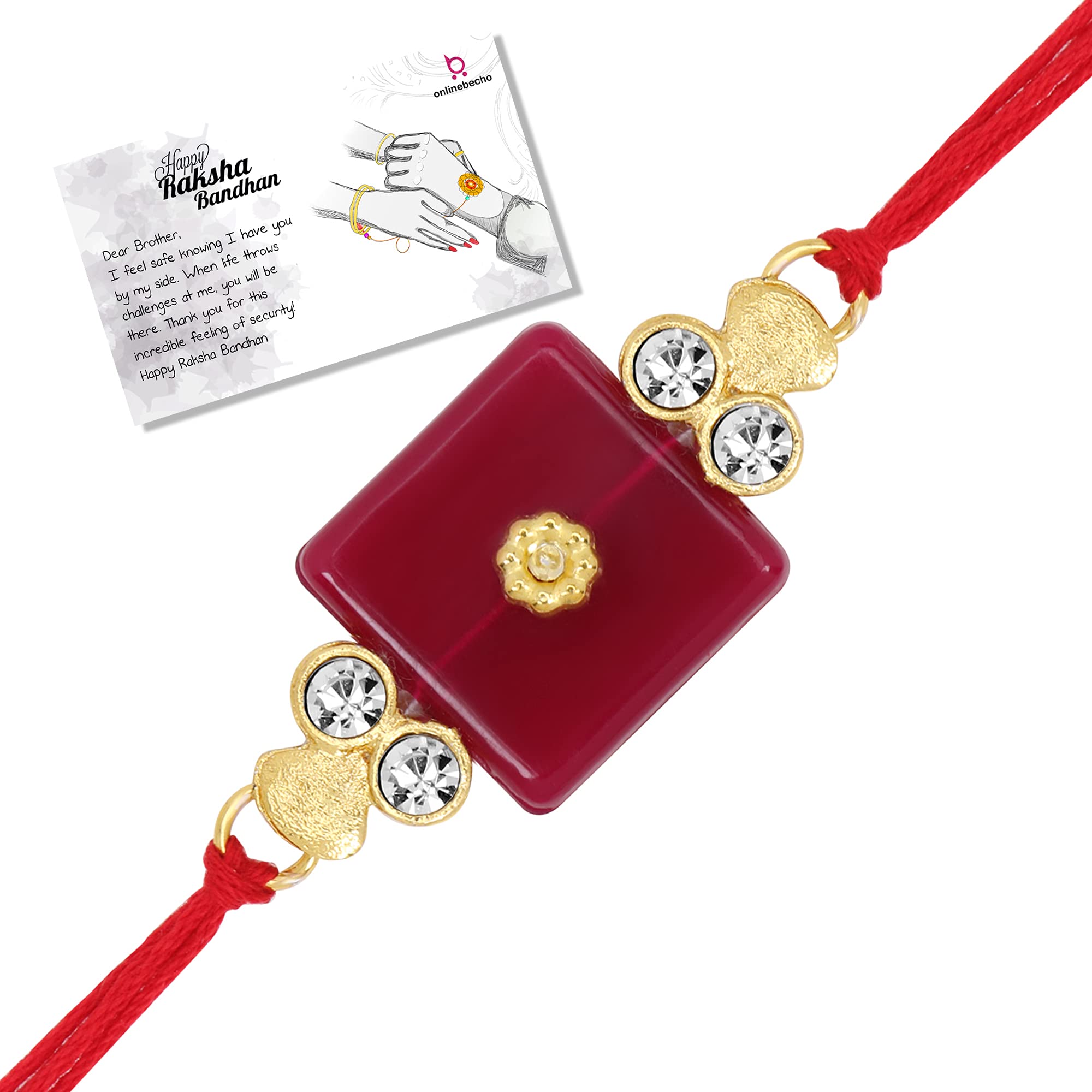 LIVE EVIL Rakhi Finest Gold plated Stone Work Rakhi for Brother Sister with Raksha Bandhan Greeting Card having Traditional Ethnic Unique Design Specially Hand Made by Indian Craftsmen (B08CHPHLGT) Amazon Price History, Amazon Price Tracker