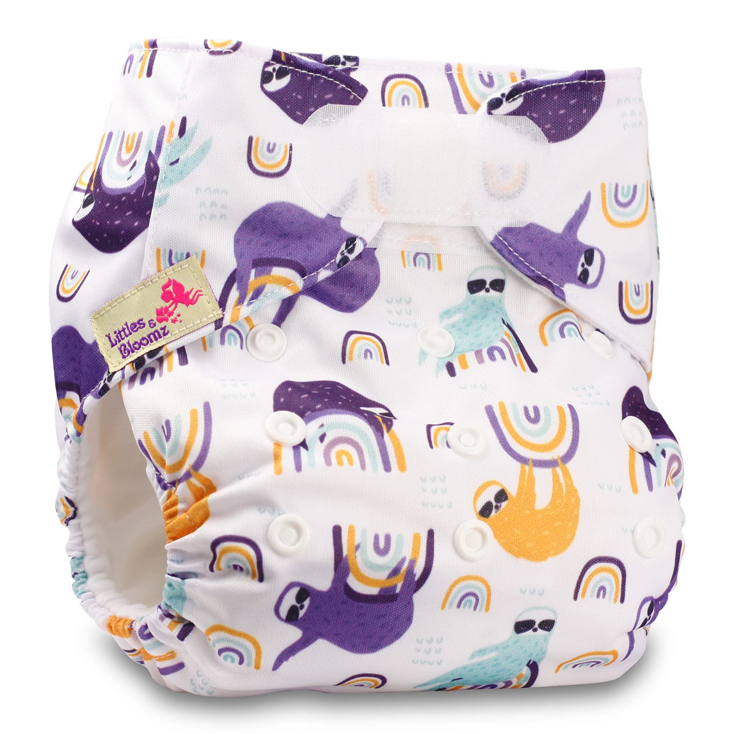 Littles & Bloomz, Reusable Pocket Cloth Nappy, Fastener: Hook-Loop, Set of 1, Pattern 57, with 1 Bamboo Charcoal Insert