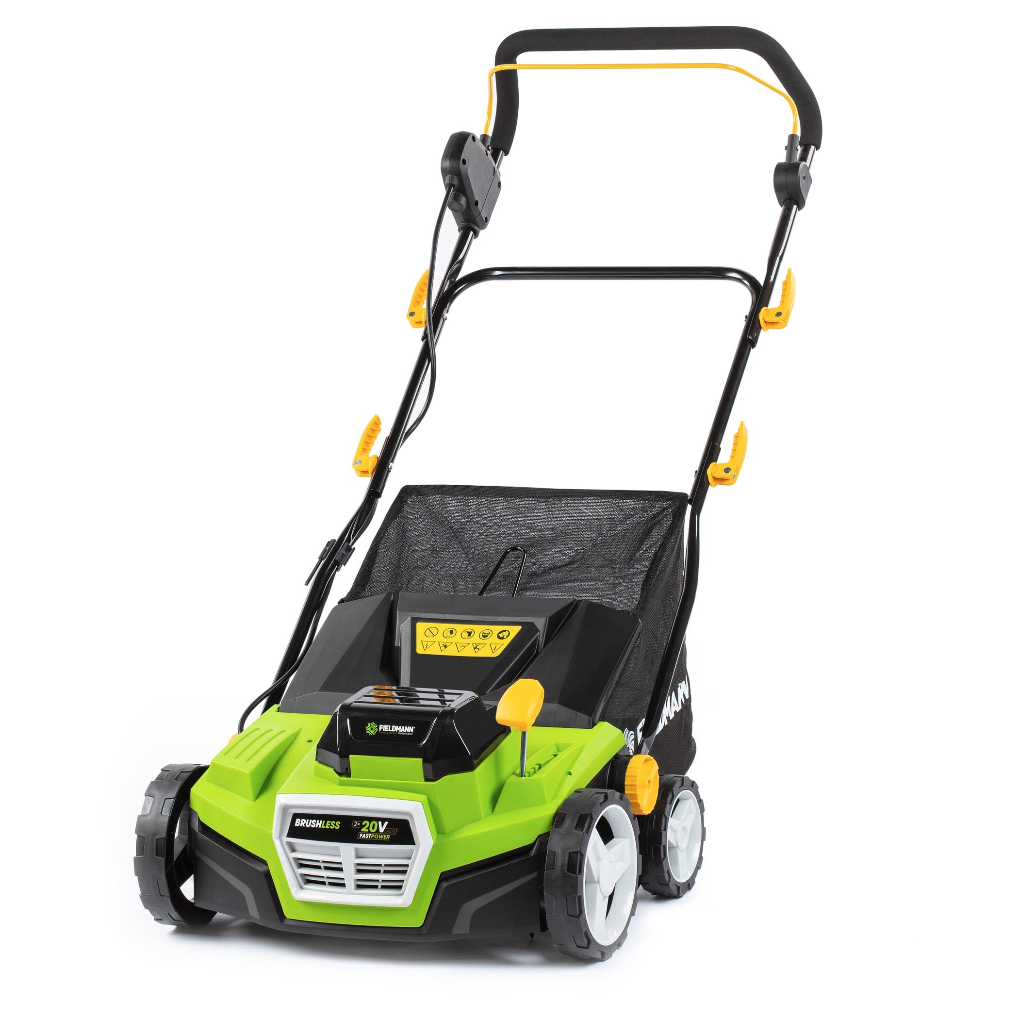 Escarificador eléctrico sin escobillas de 20 V - Ancho 38 cm, 16 Cuchillas, Ajuste de 5 Posiciones (-12 a +6 mm), Mango ergonómico, baterías y Cargador NO incluidos - Fast Power 20V
