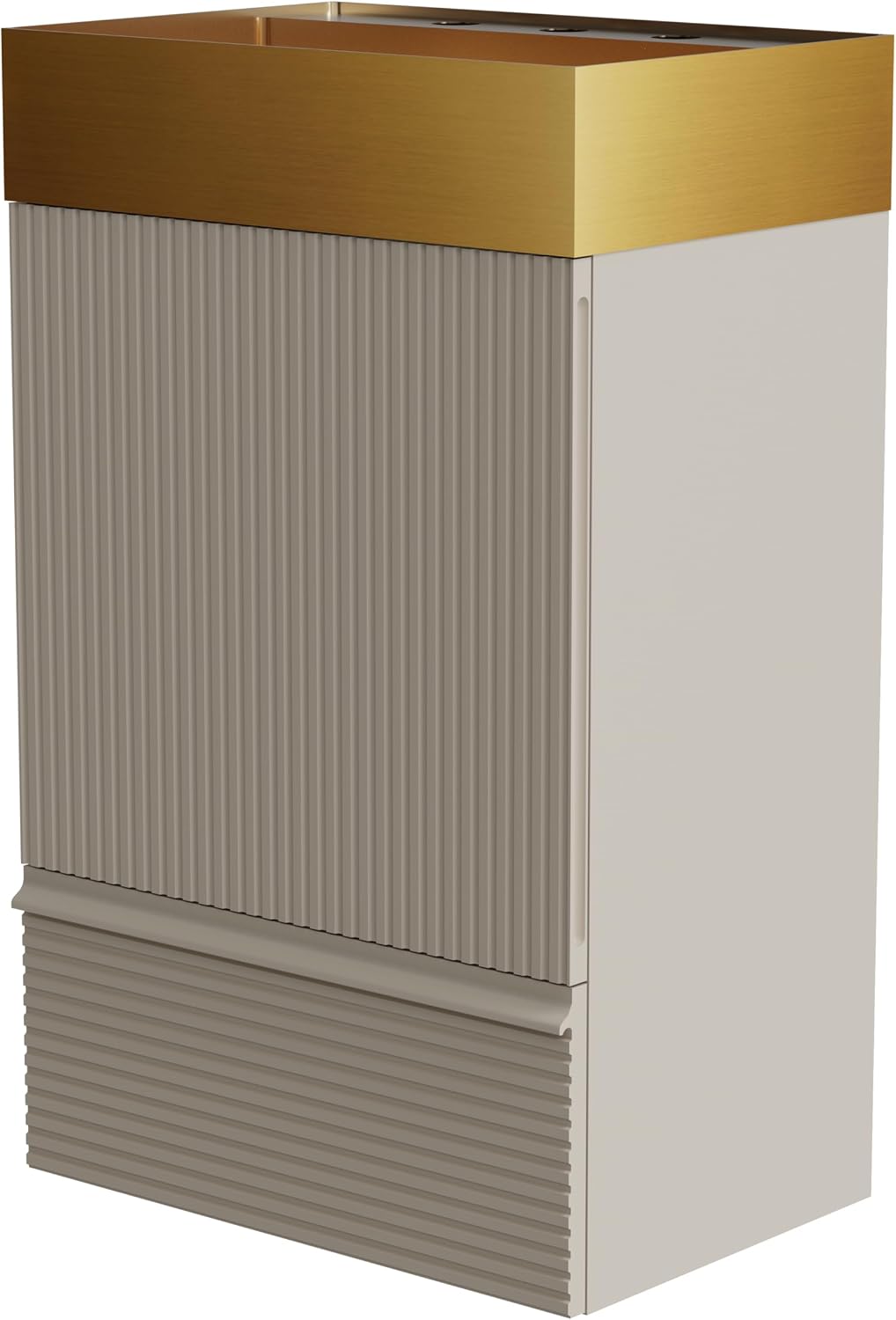 BROVAVE 20" E1-Panel Bathroom Storage, Bathroom Cabinet Organizer with Brushed Gold Sink, Bathroom Vanities with Hidden Handle for Bathrooms, Grey