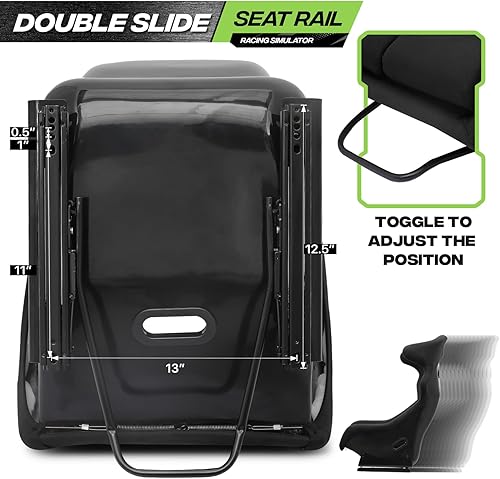 Miniatura 6 de Magshion Asiento de carreras con deslizador para cabina de simulador de rueda de carreras, asiento universal de conducción simulador de carreras,