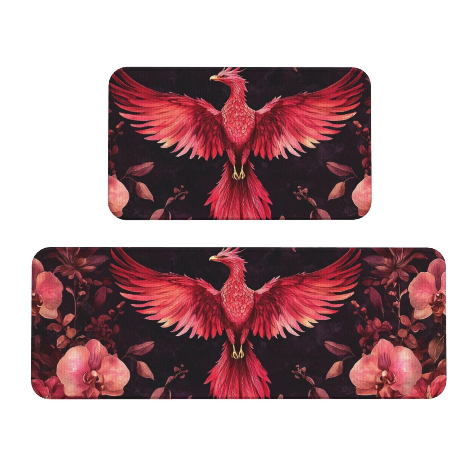 Tapetes de cocina acolchados para un suelo cómodo y con diseño de pájaro rojo