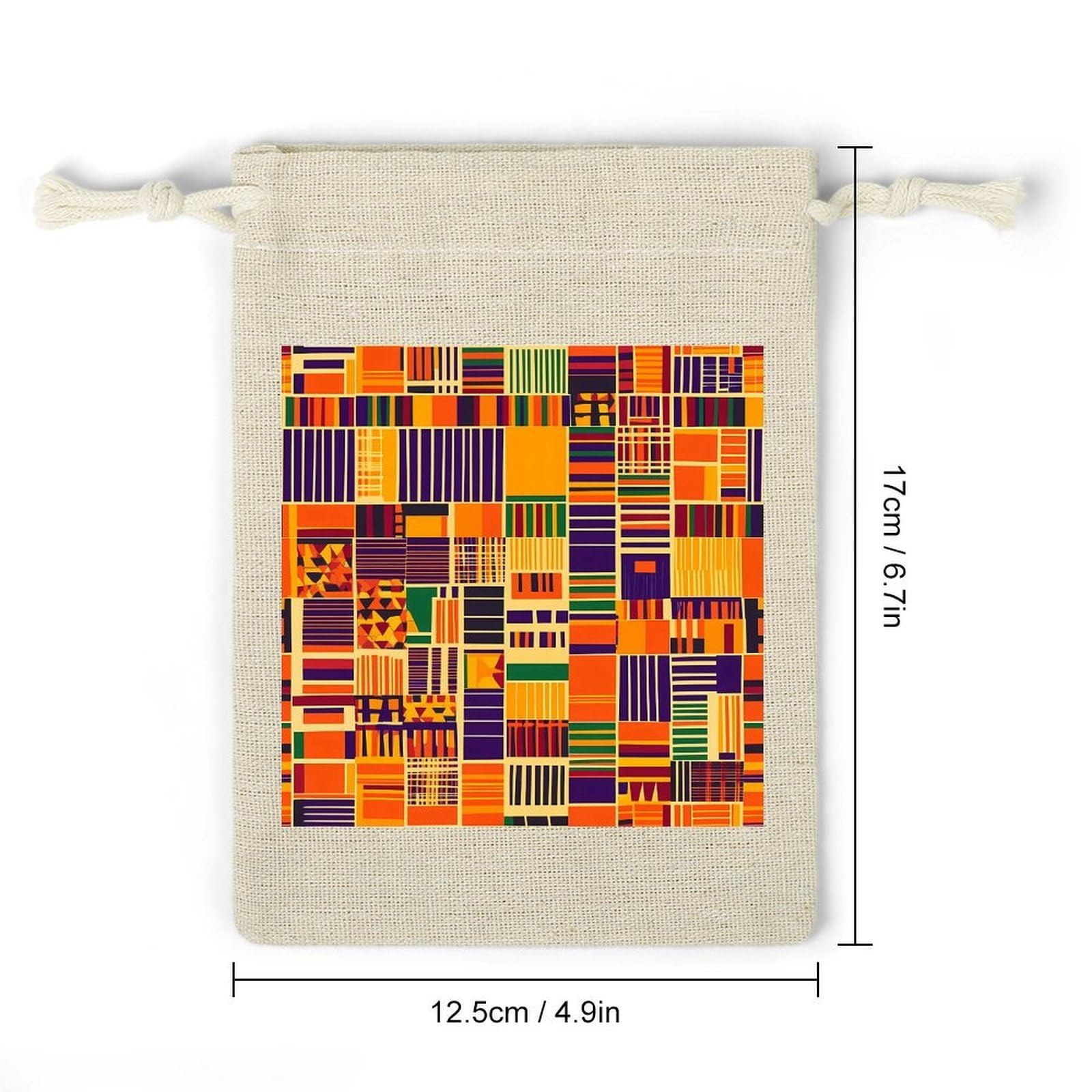 Kente Cloth Pattern 8 Pack Small Gift Bags Cotton And Linen Drawstring Pockets Sachet Bag for Party Home Supplies