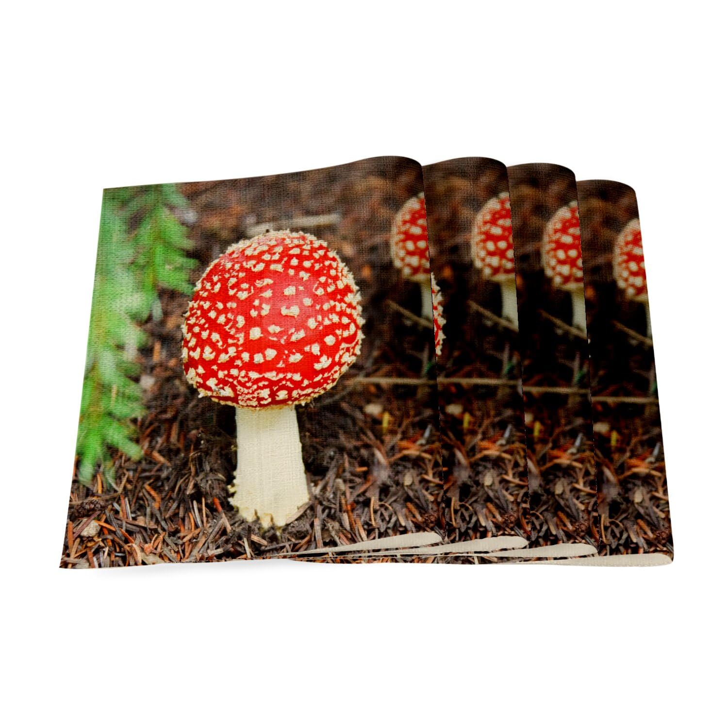 Set de table en lin champignon amanite pour vos repas de famille au style campagne chic