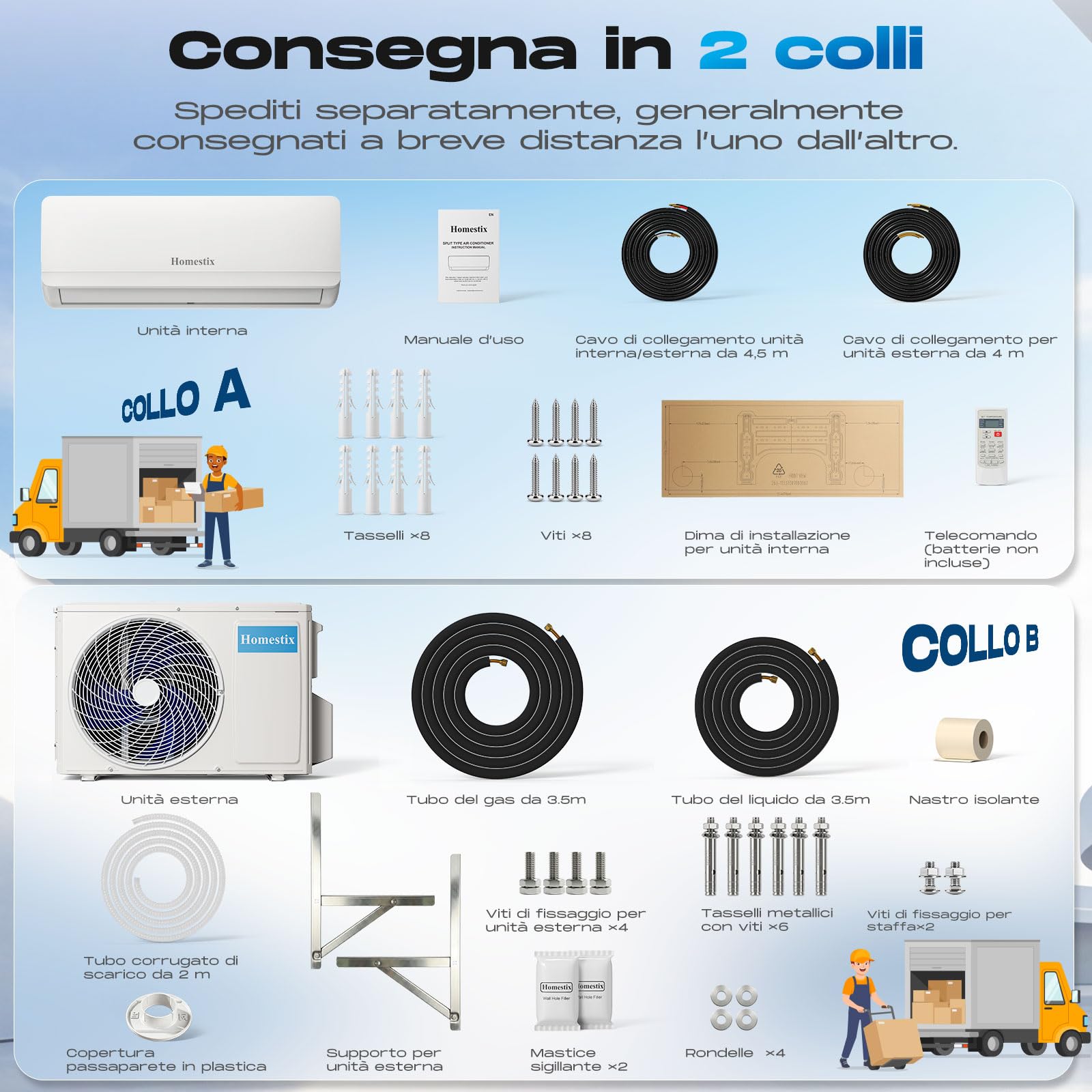 Condizionatore 12000 Btu Inverter Monosplit,con Pompa di Calore,Raffreddamento/Riscaldamento,Deumidificazione e Ventilazione,Ultra Silenzioso,Telecomando e App,Timer 24h, Modalità Notte ed Eco