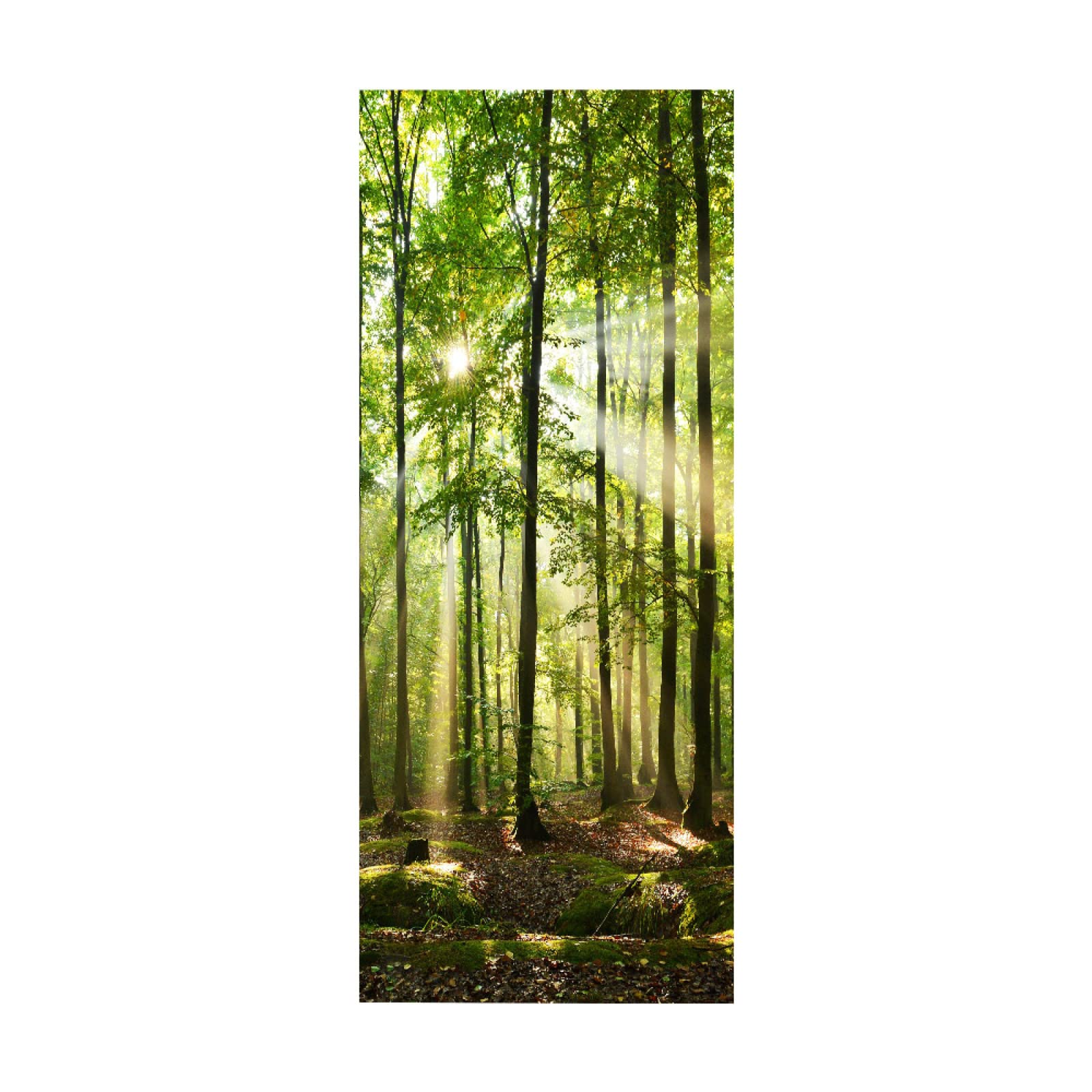 3D Door Stickers Green Forest W85 x H205 cm Decor Mural Art Sticker Wallpaper Wall Removable Self Adhesive Window Decal for Home Office